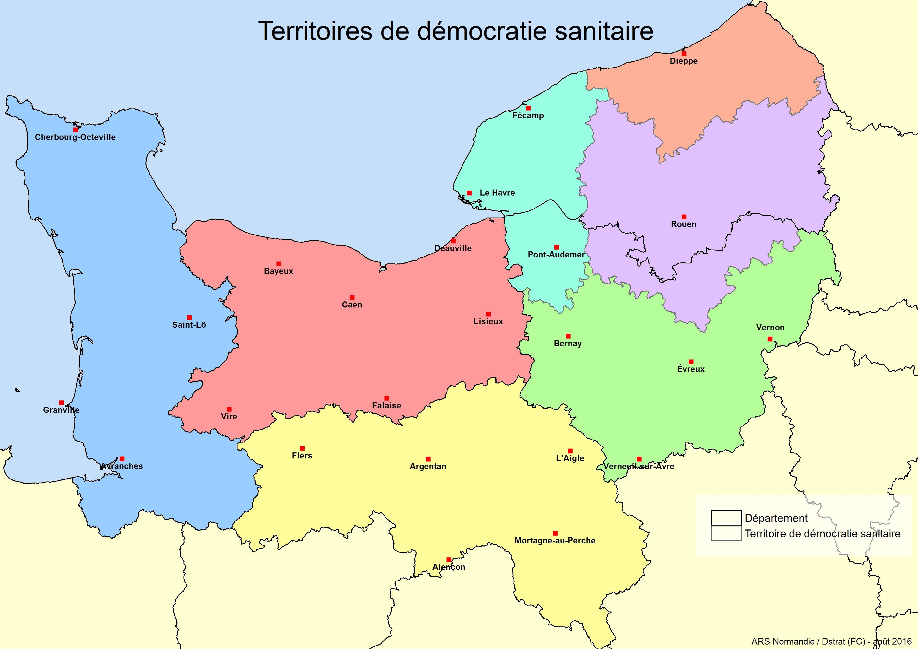 Carte territoires de démocratie sanitaire