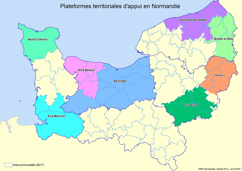 Carte des PTA en Normandie - avril 2018