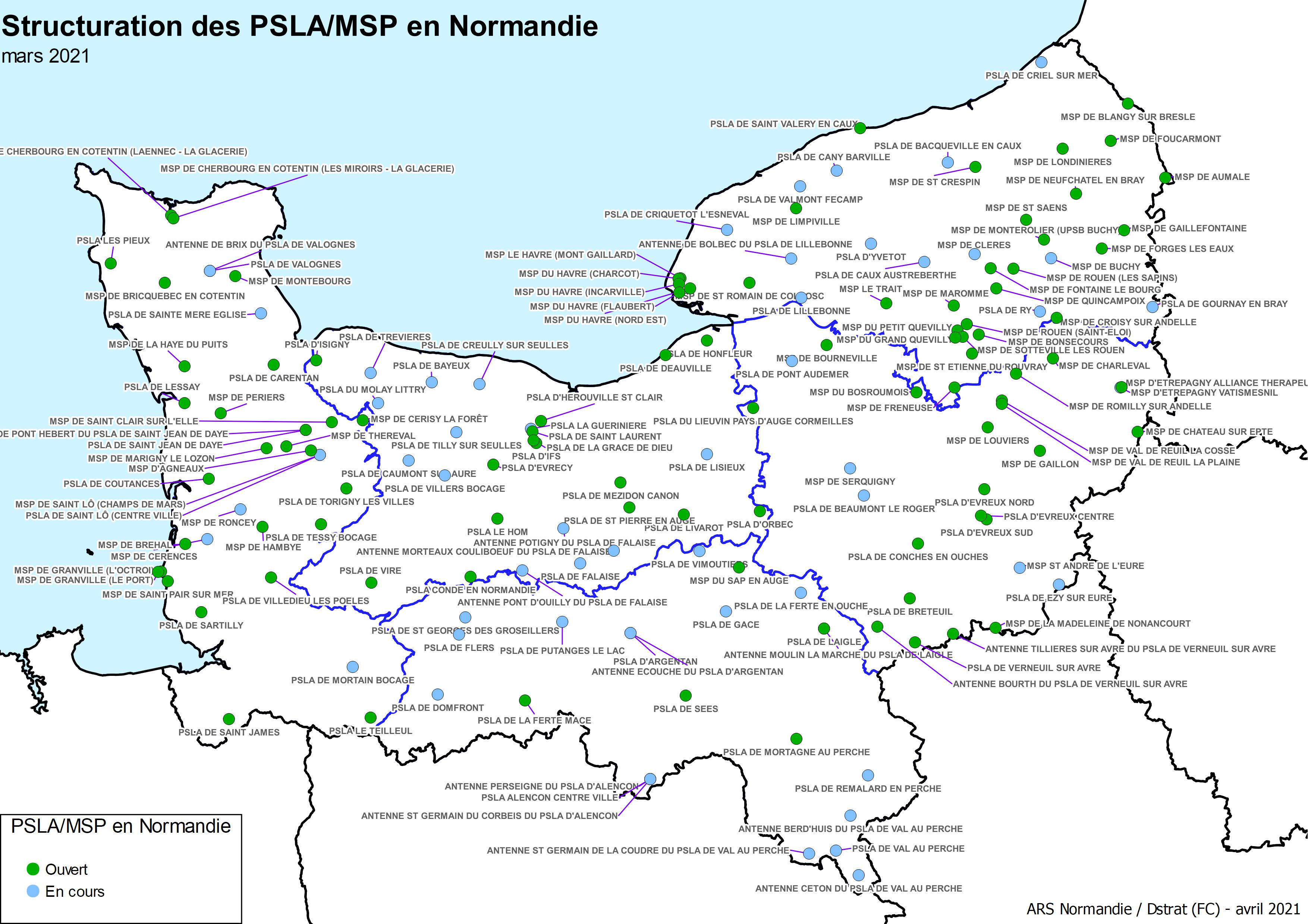 Cartographie de l'offre en PSLA et MSP en Normandie